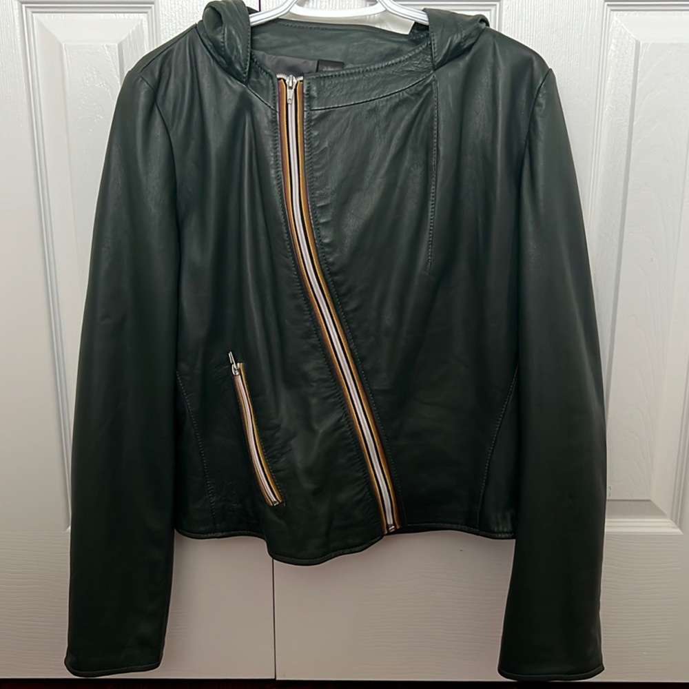 Genuine leather jacket hoodie bought from Florence Italy brand new wo tags SMALL